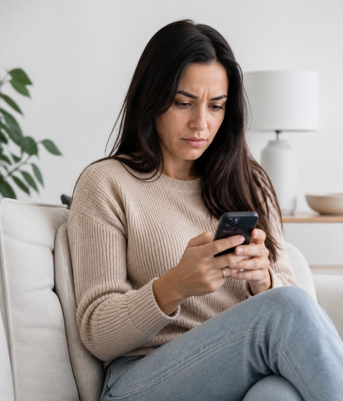 Pessoa analisando informações no celular